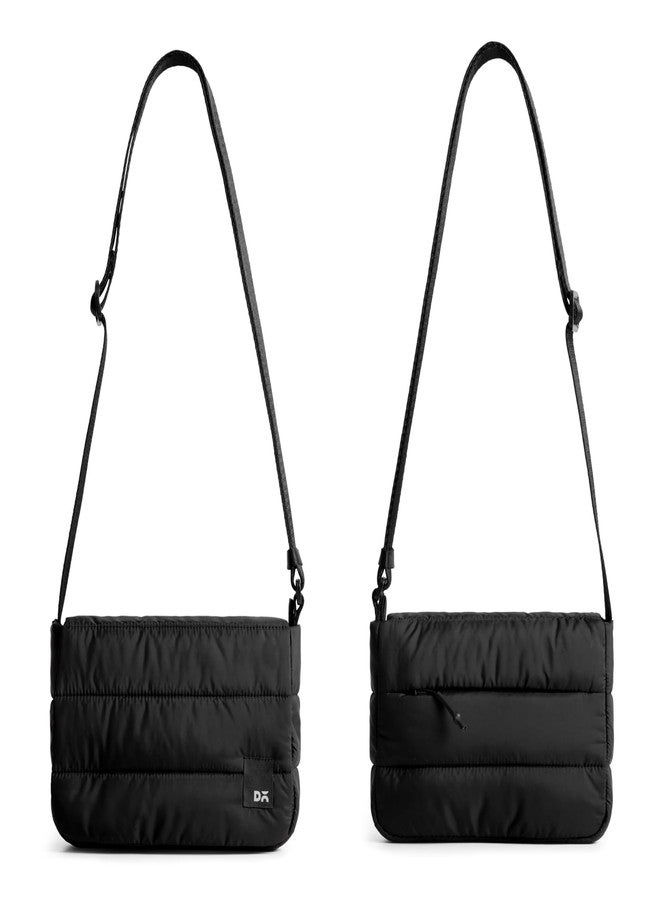 DailyObjects Black Wing Crossbody Bag for Men and Women|Adjustable Shoulder Strap|Lightweight|Black Recycled Nylon Sling Bag|Zippered Main Compartment & Slip Pockets| For Daily Use/Travel/work - Image 5